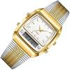 Vynetra Orologio da uomo con doppio display, vetro minerale, acqua, per uso quotidiano, occasioni speciali, fidanzato, Argento