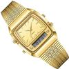 Vynetra Orologio da uomo con doppio display, vetro minerale, acqua, per uso quotidiano, occasioni speciali, fidanzato, Oro