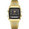 Vynetra Orologio da uomo con doppio display, vetro minerale, acqua, per uso quotidiano, occasioni speciali, fidanzato, Oro nero