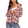 Yukiuiny Donna Camicia a Quadri in Flanella Classico Blusa 100% Cotone Maniche Lunghe Camicetta in Base Top Casual,Rosa/Verde/Blu-XXL