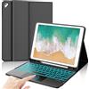 IVEOPPE Tastiera per iPad 6 Generazione 9.7 con Touchpad, Cover Tastiera per iPad 5/Pro 9.7/Air 2/Air 1, Custodia Keyboard Italiano Bluetooth Staccabile Retroilluminata, Nero
