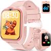 IOWODO Smartwatch Bambini 4G, Orologio GPS Bambini con Videochiamata HD, Funzione SOS, Modalità Scuola, Zone Sicure GPS, Batteria 800mAh, IP67 Impermeabile, 5-12 Anni, Rosa