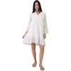 DIVINA Camicione Donna in Pizzo Sangallo con Maniche a Campana e Balze - Taglia Unica - VEST202