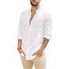 LVCBL Camicia in lino, da uomo, a maniche lunghe, vestibilità normale, per il tempo libero, M-3XL, bianco, 3XL