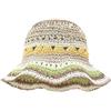 Yjcnelcr Cappello di paglia fatto a mano con tessitura a mano per ragazze adolescenti cappello da spiaggia cappello da spiaggia vacanza campeggio primavera cappello da sole arcobaleno, cachi, Taglia