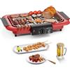 Mihoho Barbecue elettrico barbecue antiaderente senza fumo per interni/esterni Rosso D
