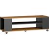 HOMCOM Mobile TV da Terra con Ruote 4 Ripiani per TV fino a 55 Pollici, 120x40x38,5 cm Noce e Nero | Aosom Italy
