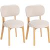 HOMCOM Set di 2 sedie da pranzo imbottite con gambe in legno di hevea, 46,5 x 52 x 80 cm, crema | Aosom Italy