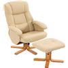 HOMCOM Poltrona relax con poggiapiedi, girevole a 360° con schienale reclinabile e carico 120 kg, beige | Aosom Italy