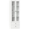 HOMCOM Mobile contenitore moderno con ante vetrate, ripiani regolabili e 2 cassetti, 59x30x164 cm, bianco | Aosom Italy