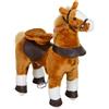 AIYAPLAY Cavallo cavalcabile per bambini 3-5 anni con rotelle e sella rialzata, carico 60 kg, marrone | Aosom Italy