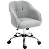 HOMCOM Sedia per scrivania ergonomica con funzione dondolo, effetto velluto teddy, 56x61x86 cm, Grigio | Aosom Italy