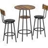 HOMCOM Set tavolo da bar stile industriale con 2 sgabelli alti imbottiti, marrone rustico | Aosom Italy