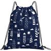 Generic Fashion Borsa Sportiva da Palestra Lighthouses Navy Nautical Sacca Sportivo Personalizzato Zaino Scuola per Uomo Yoga Spiaggia 36X42Cm