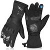 BEAST RAGE Guanti da moto per uomini donne impermeabili,antivento,termici guanti da moto invernali Touchscreen,guanti da motociclista a dita intere,antiscivolo,antiurto (Nero, 2XL)