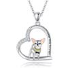 HUKKUN Graziosa collana a forma di cuore in argento 925 con nome di barba/Shihtzu/Lemur/Chihuahua/Mops/Pastore Cane Rosso Panda Ciondolo Collana Carino Gioielli Regalo Donna, 20 x 21 mm, Argento