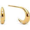 SINGULARU - Orecchini Mini Luna. Argento con Placcatura in oro 18 kt e Zirconia. Gioielli da donna.
