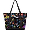WowPrint Borsa a tracolla in tela con cerniera e motivo floreale colorato, per donne, ragazze, grande, capacità 22,2 l, con cerniera, per viaggi, lavoro, scuola, Colore, X-Large