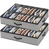 AiQInu 2 Pezzi Organizer Scarpe, Scatole per Scarpe con Finestra Trasparente, Scarpiera Sotto Letto Pieghevole, Maniglie Rinforzate, Armadio Portascope per Sotto il Letto Armadio Guardaroba