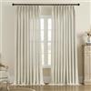 MASWOND Faux Linen Pinch Pleated Curtain for Living Room, Extra Long Pinch Pleat Semi Sheer Drapes with Hooks for Traverse Rod, Light Filtering Privacy Protection (1 Panel, 52 W x 108 L, Linen)