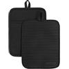 KitchenAid Kitchen Aid - Set di presine in morbido silicone a coste, 17,8 x 22,9 cm, colore: Nero onice