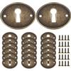 PH PandaHall 20 copriforo di serratura ovale, copriocchiello, decorativo, per porte vintage, rosette di serratura in bronzo antico con 40 viti per hardware mobili, cassetto, ufficio, decorazione