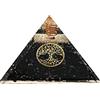 Amazing Gemstone Piramide orgonica di tormalina nera per protezione da campi elettromagnetici e energia negativa | Piramide di cristallo di tormalina nera naturale (albero della vita - piccolo)