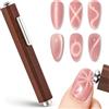 vnjaoi Magnete 3 in 1 per unghie multifunzione Cat Eye, con custodia ottagonale in mogano per nail art cat-eye (noce nera)