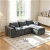 Wyibwy Divano modulare angolare a L con portabicchieri e 2 tasche laterali,divano a 3 posti con 1 pouf,imbottitura in schiuma e molle, divani a compressione,divano componibile in ciniglia,Grigio scuro