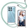 ISOI - Cover con Cordino compatibile con Honor X8a, Regolabile Collana Tracolla Laccio Collo, Trasparente Custodia in Silicone TPU Morbido con Paraurti Airbag Antiurto - Verde