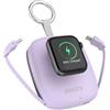 ODGUV iWatch, mini batteria da 5000 mAh, caricabatterie wireless portatile con cavo integrato, portachiavi da viaggio per Apple Watch 9/Ultra2/8/Ultra/7/6/SE/5/4/3, iPhone 15/14/13/12/11, telefoni Android