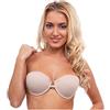 LORMAR Reggiseno Push-up da Donna, Trasparente, Senza Schiena, Invisibile, Senza Motivo, con Retro Imbottito e Chiusura Frontale Beige. 3B