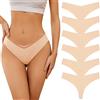Adorel Perizomi Senza Cuciture Tanga Intimo Mutande Donna Pacco da 6 Perizomi Color Carne S