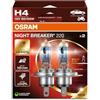 OSRAM NIGHT BREAKER 220, H4, +220% di luminosità in più, lampada faro alogena, 64193NB220-2HB, scatola pieghevole (2 lampade)