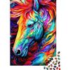 KEZXWCBMN Cavallo Colorato Arte Puzzle 1000 Pezzi Puzzle per Adulti Carta Stile Artistico Concentrazione Relax Decorazione Casa Regalo 38x26cm/1000pcs