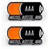 Generic Triple A AAA Anxious, Autistic, ADHD Gift Pin Badge Design a tema batteria, 1,5 x 3 cm, set di 2