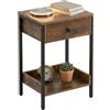 Relaxdays Tavolino con cassetto e ripiano, stile industriale, marrone/nero | 69,5x38x28 cm, soggiorno/ingresso, metallo