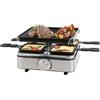 Profi Cook Raclette ProfiCook® per 4 persone | incl. 4 padelline e 4 spatole in legno | piastra reversibile per una distribuzione uniforme del calore | termostato regolabile in continuo | 800 W | PC RG 1301