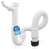 Kör4u - Sifone flessibile in plastica per lavabo, 1 ½, 40/50 mm, con manicotto in gomma per tubo di scarico, 40 x 50 mm