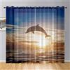 Hiseng 2 Pezzi Tende Voile Trasparente, Decorativi Sheer Tenda per Soggiorno Camera Cameretta Balcone Finestra e Interni,Semi Trasparente Tenda Stampa di Delfino Oceanico (107x213cm,Crepuscolo)