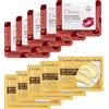 Virecose 10 Pezzi Collagene Maschera Occhi e 5 Pezzi Ciliegia Maschere Labbra Idratanti, Idratante Cuscinetti per Labbra, Patch Occhi Anti-Rughe e Anti-Occhiaie, Rimuovi Borse e Puffinesss