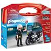 PLAYMOBIL Valigetta con moto della polizia, personaggio poliziotto, 13 pezzi, dai 4 anni in su, accessori inclusi