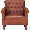 Tidyard Poltrona Marrone in Vera Pelle di Capra, Sedia con Schienale Alto e Braccioli, 77 x 63 x 76 cm, Pelle di Capra e Legno di Mango, per Soggiorno e Ufficio
