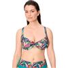 YSABEL MORA. Top Bikini Modellante Fantasia Foglie. Reggiseno con Ferretto Senza Imbottitura, Spalline Larghe per Comfort. Collezione Turquoise.