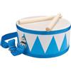 GICO Tamburo per bambini blu bianco strumento musicale in legno con tracolla e bastoncini D: 20 cm - 3845