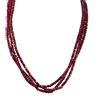 Suammiitstrieadea Hot 3 x 4 mm rubino naturale sfaccettato pietre preziose collana dichiarazione 3 fili, 17.5-19 inch, Poliestere, come descrizione