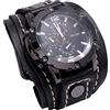 Paowsietiviity Orologio da polso da uomo, cinturino in pelle, comodo e largo, colore: nero