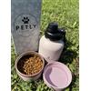 PETLY Bottiglia Portatile per Animali da Viaggio, Per Cani da Viaggio, Borraccia per Acqua e Cibo, Bottiglia da Viaggio con Doppio Scomparto Acqua e Cibo 1000 ml (Rose, L)