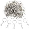 100 X Portachiavi Anello Cerchio 25Mm Con Catena in Metallo Con Anellini Aperti
