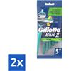 Gillette Blue II - Plus Slalom - Rasoio usa e getta - 5 lame - Confezione risparmio - 2 pezzi